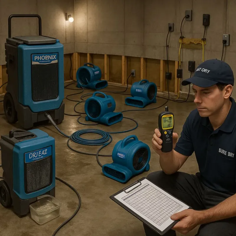 Structural Drying and Dehumidification process in Oostburg, WI